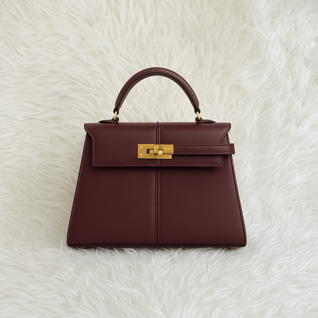 Bolso Elegancia Burdeos Cierre Dorado & Acabado de Lujo