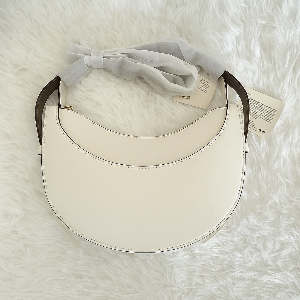 Bolso Bandolera de Cuero Auténtico Forma de Media Luna