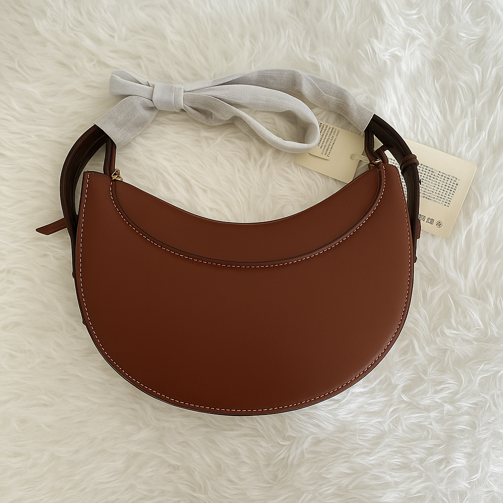 Bolso Bandolera de Cuero Auténtico Forma de Media Luna
