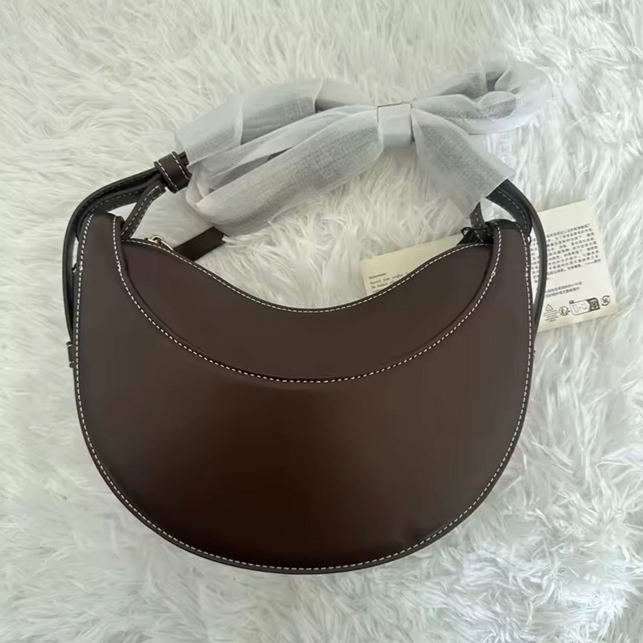 Bolso Bandolera de Cuero Auténtico Forma de Media Luna
