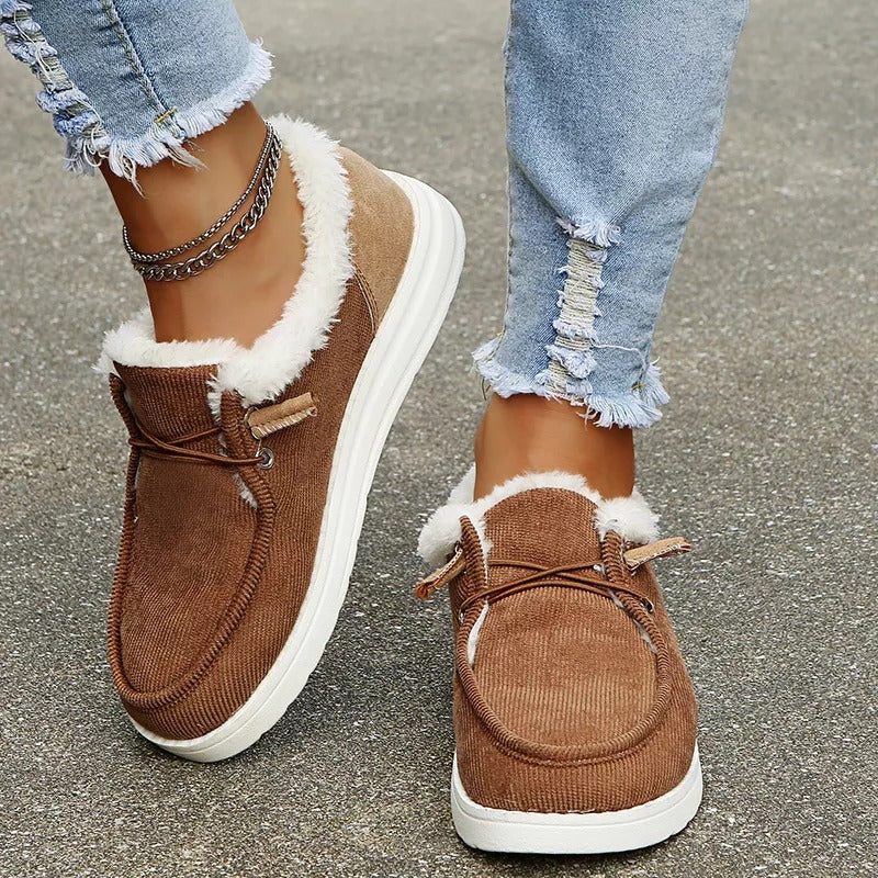 Zapatos de invierno para mujer con forro de pelo, cálidos y cómodos