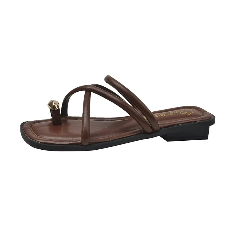 Sandalias mujer Planas con Aro Dorado